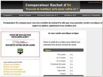 Comparateur-or.com est un comparateur d'officines de racha td'or. Le but es tde fournir au particulier une estimation chiffrée de plusieurs racheteurs d'or afin de lui permettre d'obtenir le meilleur prix.

J'ai créé ce site de A à Z, ce qui inclue la conception, le developpement, les tests, le déploiement et la maintenance.

Site développé en ASP.NET MVC 3 