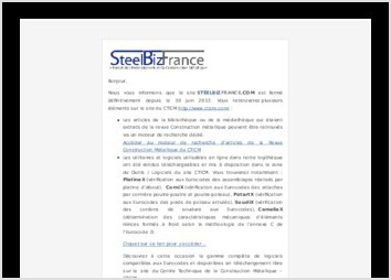 Nous dveloppons et maintenons le site SteelBizFrance, spcialis dans la construction mtallique.